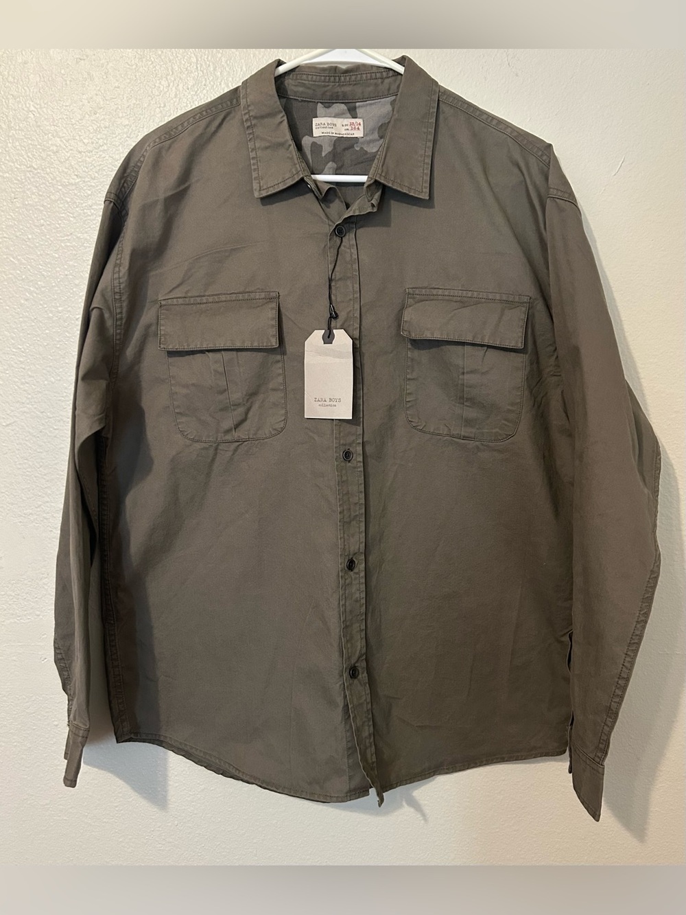 Zara Boys Collection Long Sleeve Button Down Gray Shirt Size 13-14 Years Old